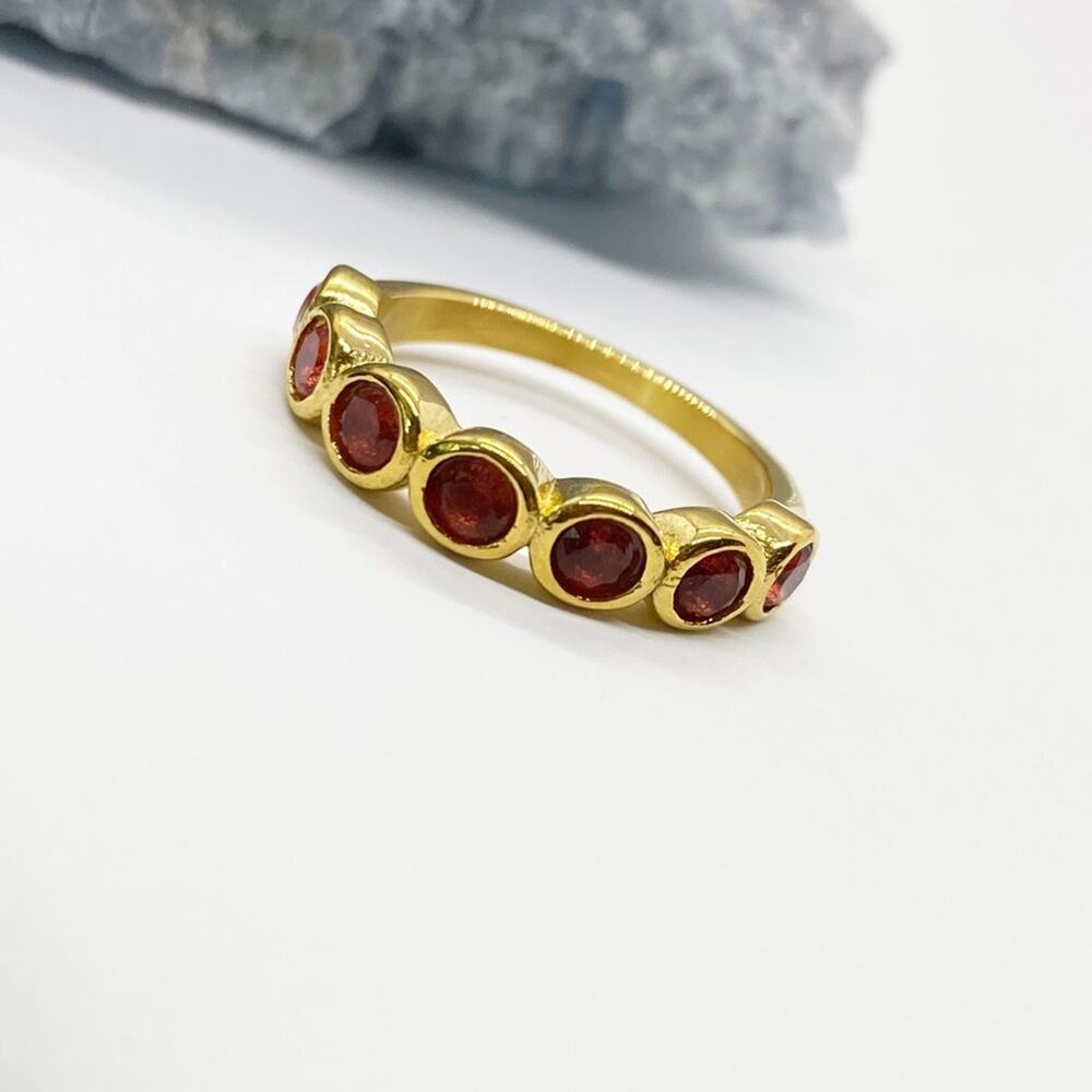 NEW Gold & Red Zirconium Gemstone Statement Ring - Picture 13 of 16